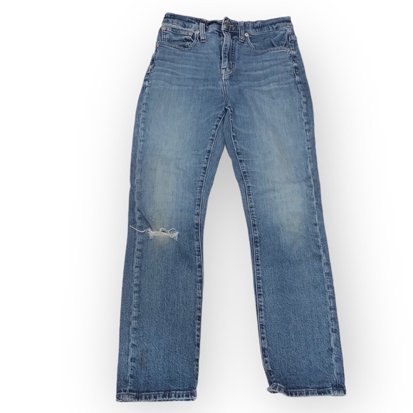MADEWELL denim the high rise slim boyjean Boyfriend fit distressed jeans size 25 - Picture 2 of 16